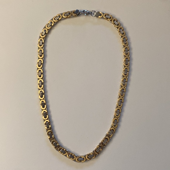 Men’s Stainless Steel Egyptian Byzantine Flat Necklace - Picture 4 of 6